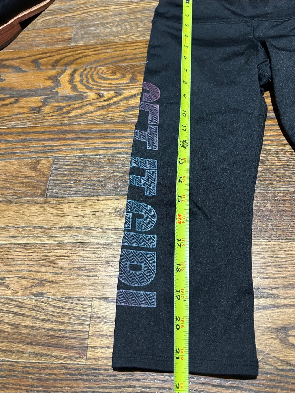 Kids Black Athletic Capri Leggings with Side Lettering